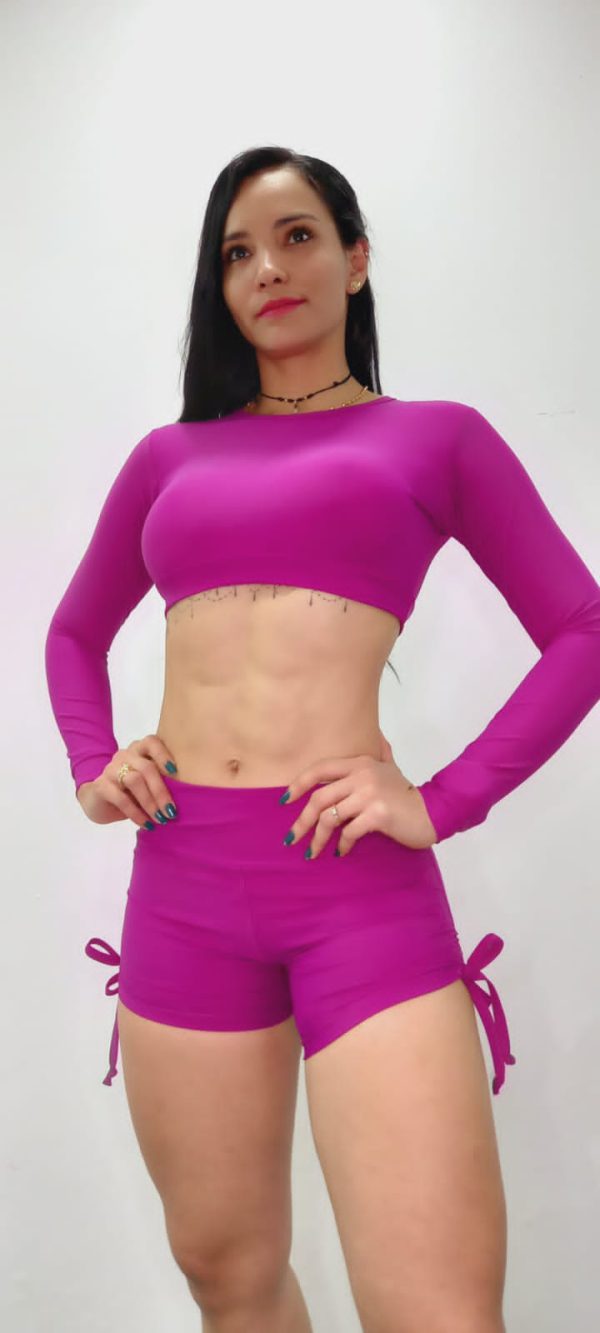2 pieces set short and top highly elastic stylize your figure